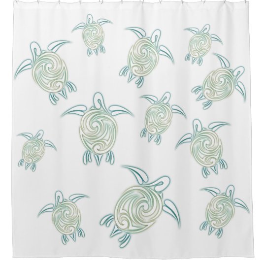 Sea Turtles Pattern White Green Nautical Shower Curtain Zazzle Com