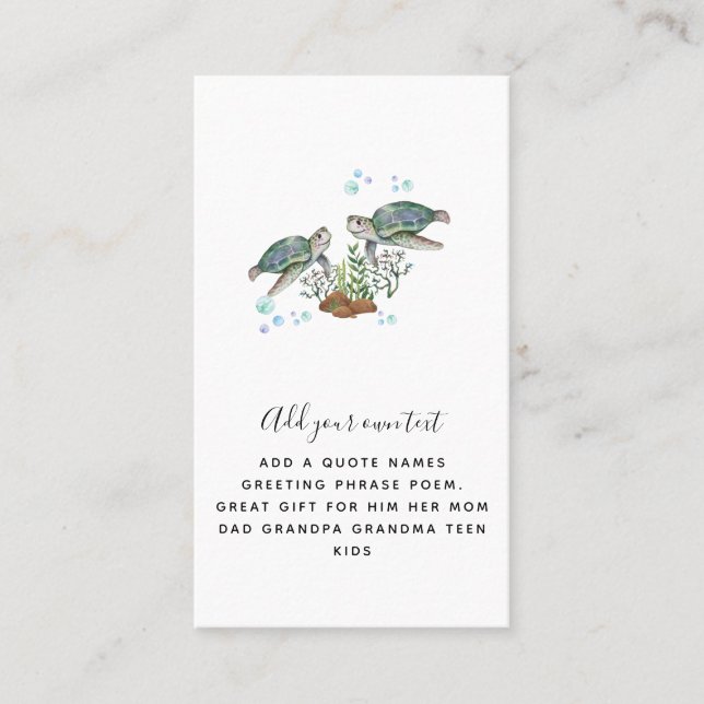 SEA TURTLES Personalized Business Card (Front)