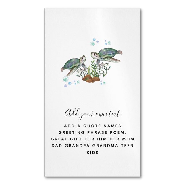 SEA TURTLES Personalized Business Card Magnet (Front Vertical)
