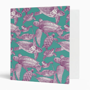 sea turtles purple turquoise 3 ring binder