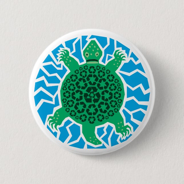 Sea Turtles, Recycling Pinback Button (Front)