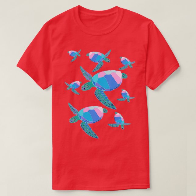 Sea turtles running to ocean V T-Shirt (Design Front)