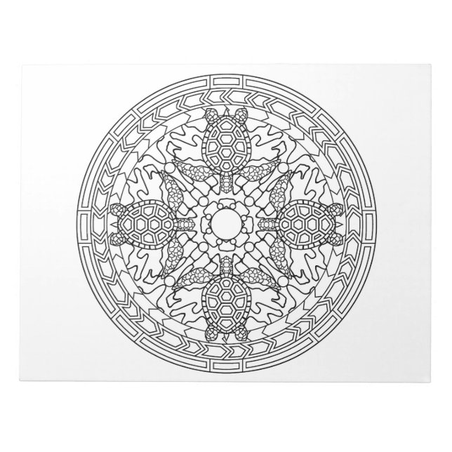 Sea Turtles Seaturle Mandala Pattern Color Book Notepad (Front)