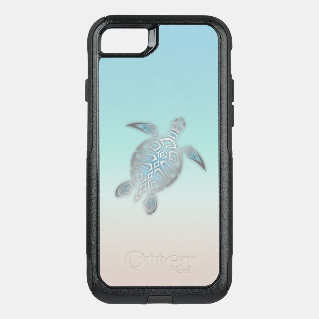 Sea Turtles Silver Beach Style Otterbox iPhone Case (Back)