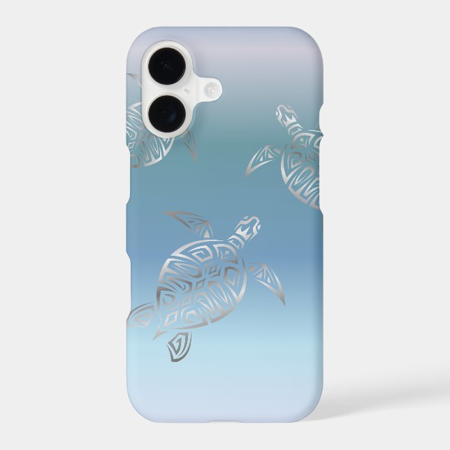 Sea Turtles Silver Blue Gradient Iphone Case (Back)