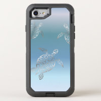 Sea Turtles Silver Blue Gradient