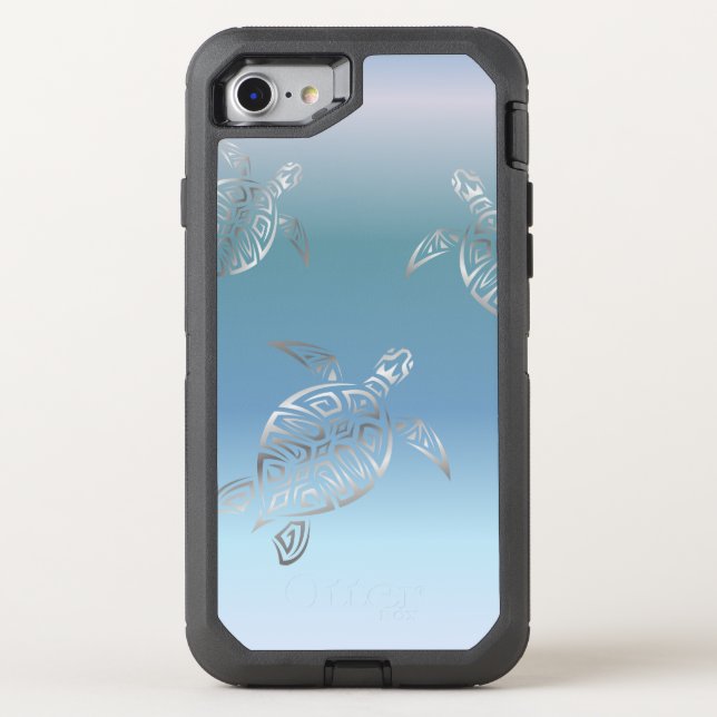 Sea Turtles Silver Blue Gradient Otterbox iPhone Case (Back)