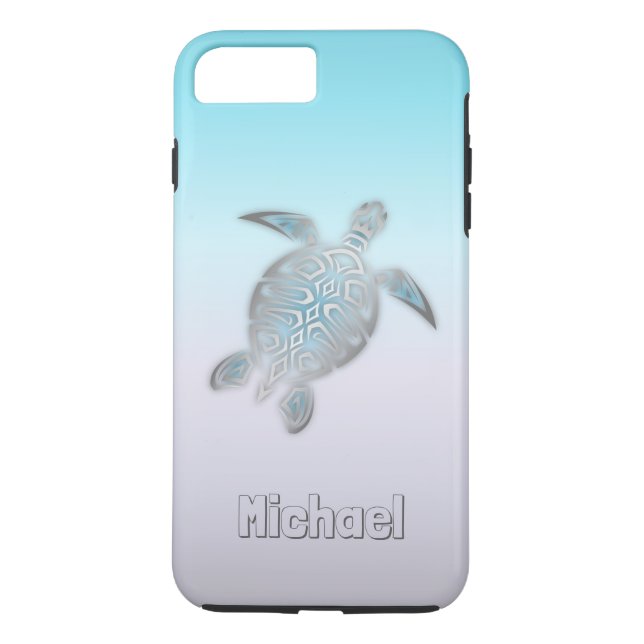 Sea Turtles Silver Monogram Animal Case-Mate iPhone Case (Back)