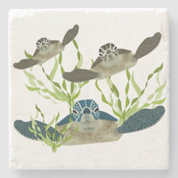 Sea Turtles Stone Coaster by ellejai at Zazzle
