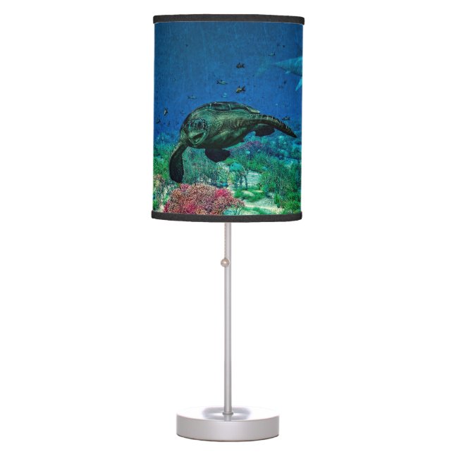Sea turtles swim through the Mediterranean Sea Table Lamp (Front)