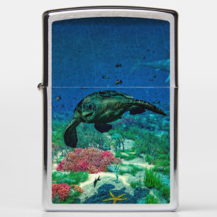 Sea turtles swim through the Mediterranean Sea Zippo Lighter