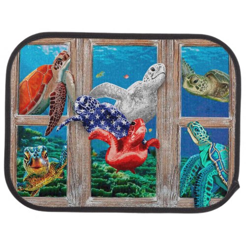 Sea Turtles Swimming Into The Door Decoration Idea Car Floor Mat