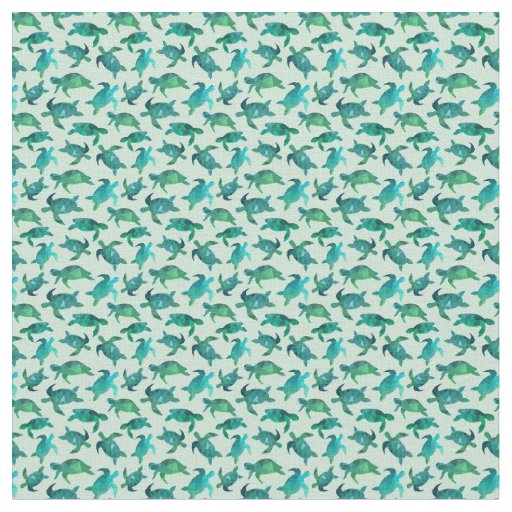 Sea Turtles Swimming Watercolor Pattern Fabric