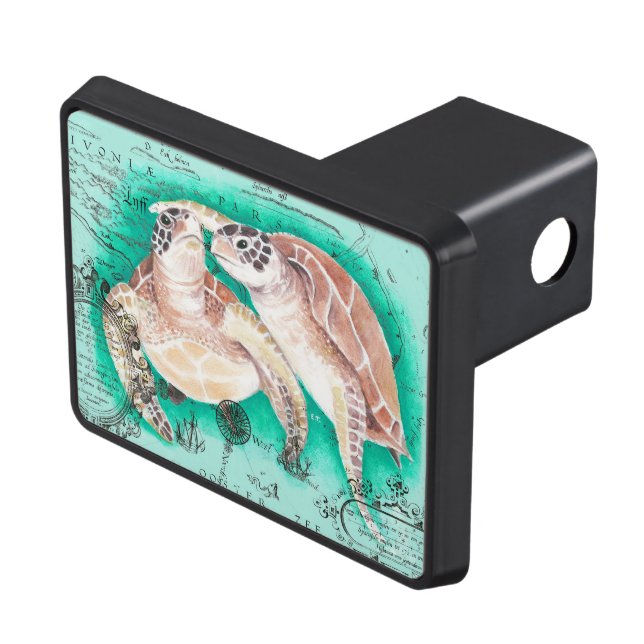 Sea Turtles Teal Tow Hitch Cover (Top Right)