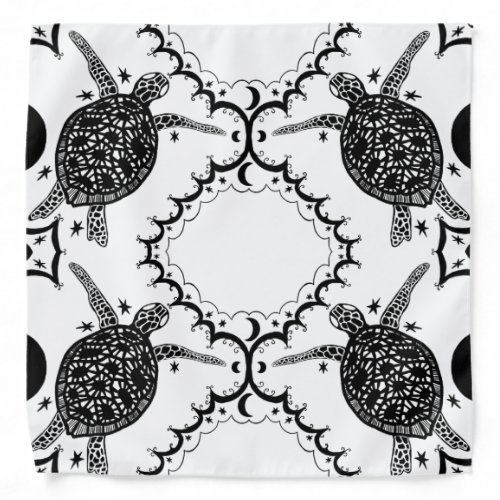 Sea Turtles Tortoise Moons Pattern  Bandana