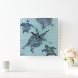 Sea turtles tropical ocean wall clock