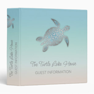Sea Turtles Turquoise Coastal Custom 3 Ring 3 Ring Binder