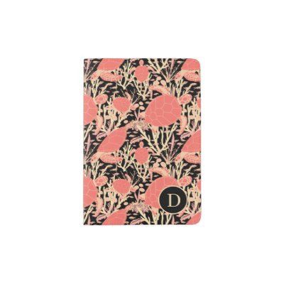 Sea Turtles Under Water Coral Reef Monogram Passport Holder