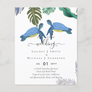 Sea Turtles Wedding Blue Yellow Flyer