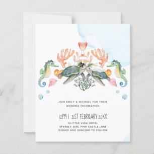 Sea Turtles Wedding Featuring Bride and Groom