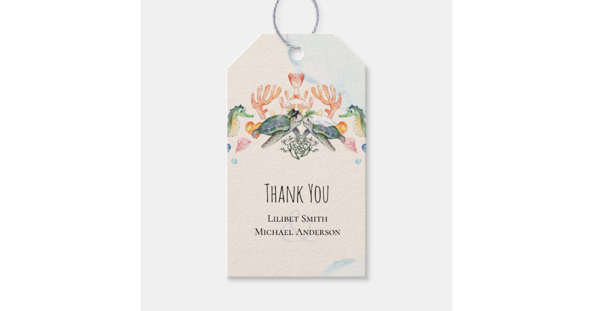 Sea Turtles Wedding Featuring Bride and Groom Gift Tags | Zazzle