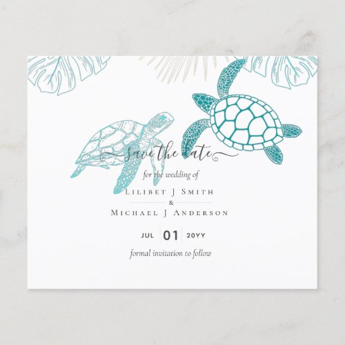 Sea Turtles Wedding Modern Line Art