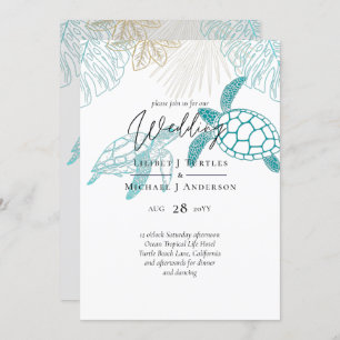 Sea Turtles Wedding Modern Line Art