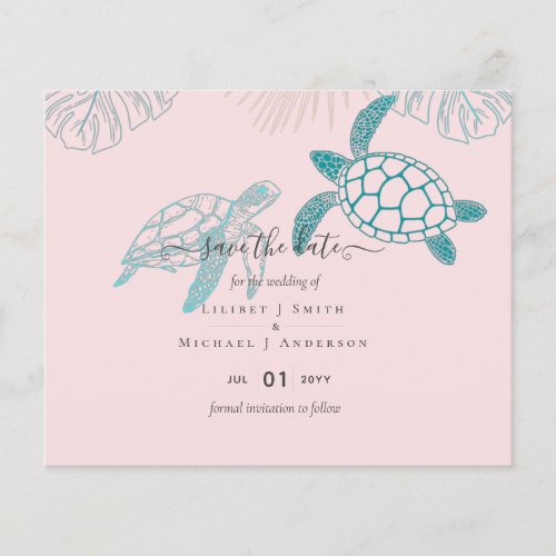 Sea Turtles Wedding Modern Line Art Flyer