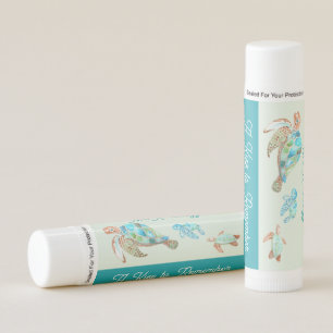 Sea Turtles Wedding, Tropical Teal-Blue Lip Balm