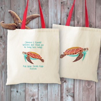 Sea Turtles Wedding Welcome Tote Bag by sandpiperWedding at Zazzle