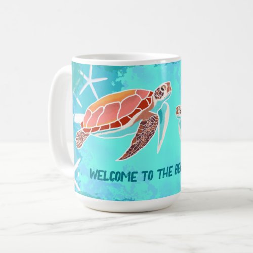 Sea Turtles Welcome Beach House Saying Coffee Mug