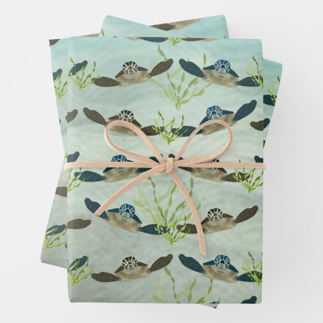 Sea Turtles Wrapping Paper Sheets (In situ)