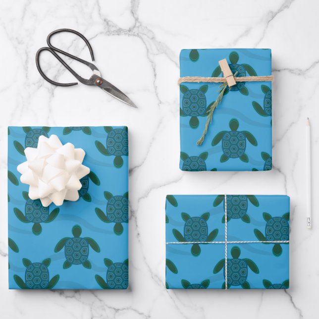 Sea Turtles Wrapping Paper Sheets (Front)