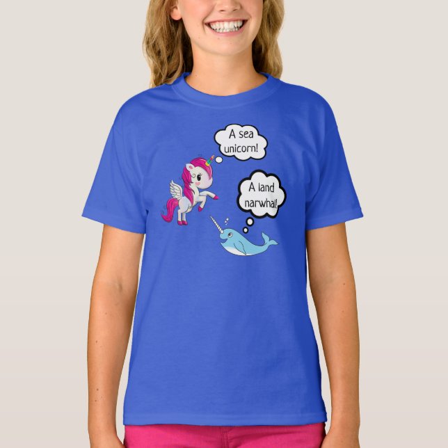 Sea unicorn meets land narwhal T-Shirt (Front)