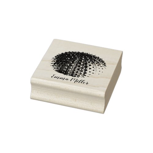 Sea Urchin Custom Name Signature Wood Art Rubber Stamp