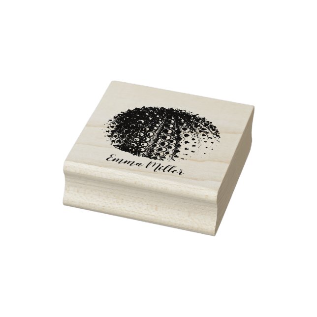 Sea Urchin Custom Name Signature Wood Art Rubber Stamp (Stamp)