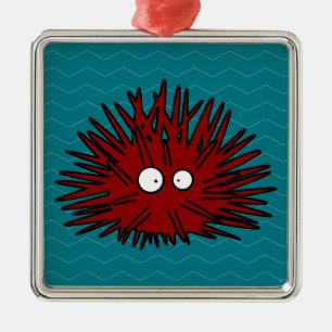 Sea Urchin Uni Spiny Red Hedgehog Ocean Metal Ornament