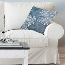 Sea Urchin Watercolor Ocean Navy Blue White