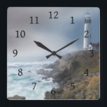 Sea View 286 Lighthouse Ocean Square Wall Clock<br><div class="desc">Ocean Digital painting by artist Lucie Dumas.</div>