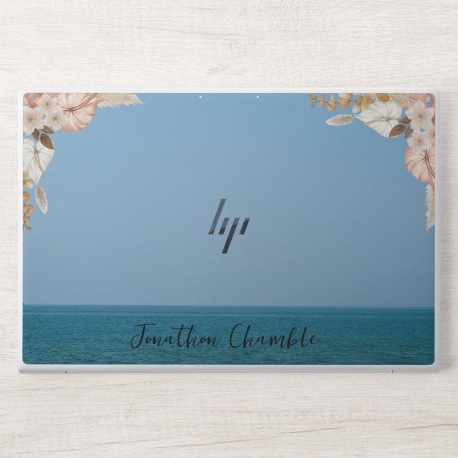 Sea View Blue Sky Bohemian and Monogram HP Laptop Skin (Front)