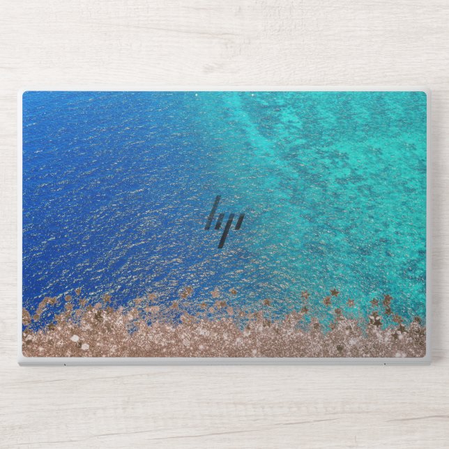 Sea View Blue Sky glitter and Monogram HP Laptop Skin (Front)