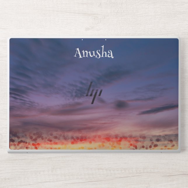 Sea View Blue Sky glitter and Monogram HP Laptop Skin (Front)