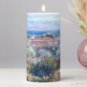 Sea view by Auguste Renoir Pillar Candle