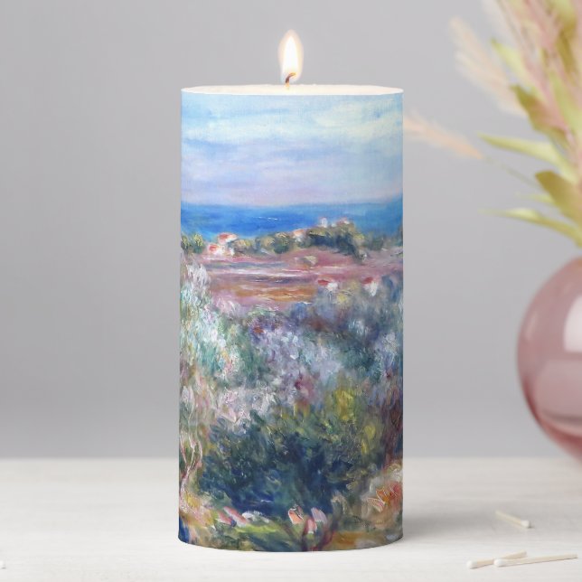 Sea view by Auguste Renoir Pillar Candle (In Situ)