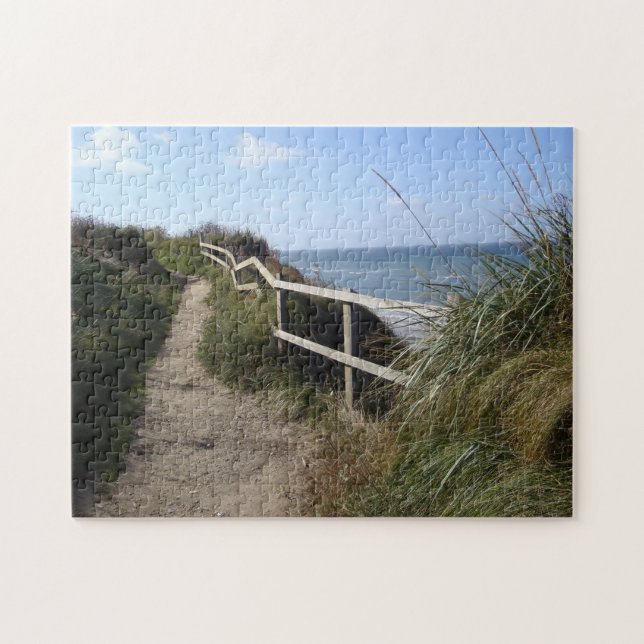 Sea view grass sand footpath landscape jigsaw puzzle (Horizontal)