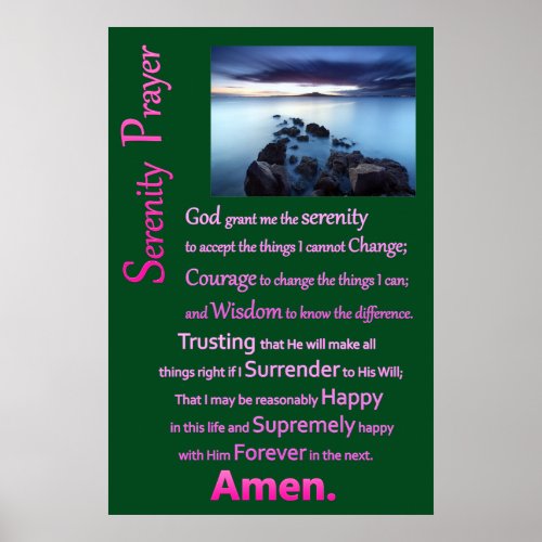 Sea View The Serenity Prayer Poster