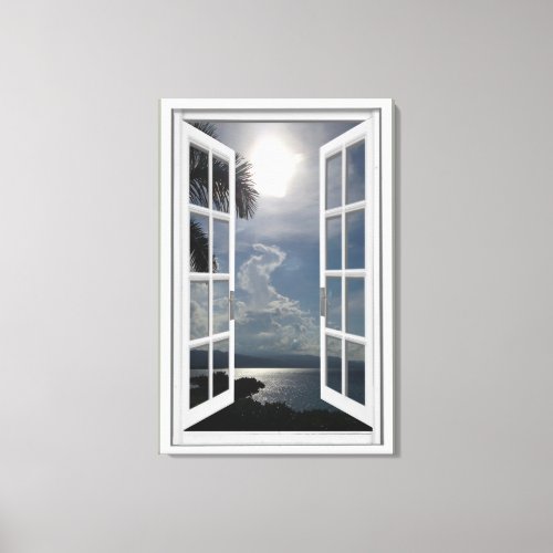 Sea View Trompe Loeil Fake Window Canvas Print