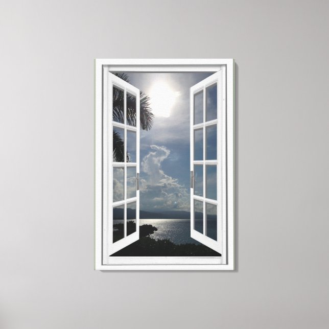 Sea View Trompe L'oeil Fake Window Canvas Print (Front)