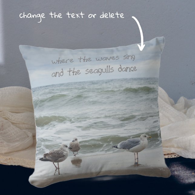Sea view : waves and seagulls throw pillow (Creator Uploaded)