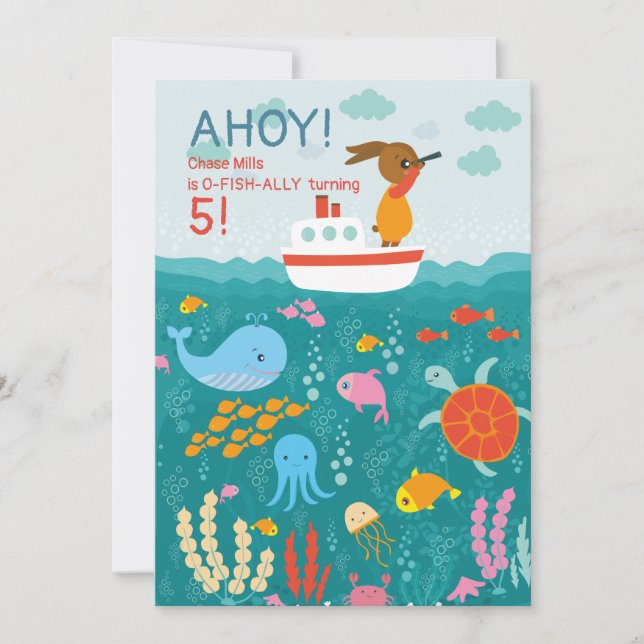 Sea Voyager Rabbit Invitation (Front)